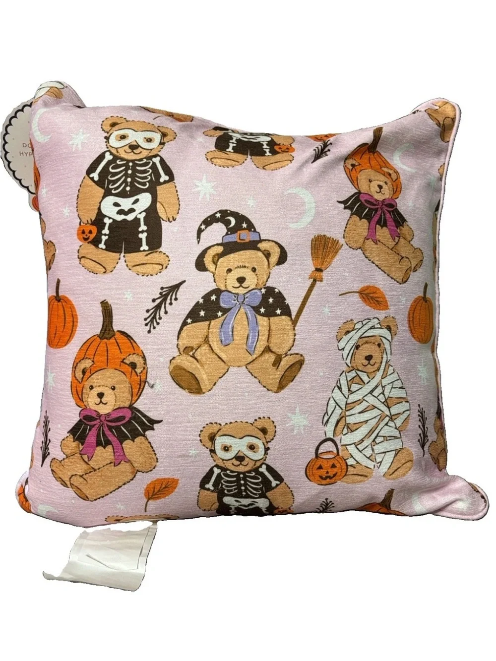 ENVOGUE 18x18 Teddy Bear Costumes Pink Halloween Decorative Pillow NEW